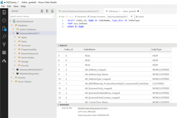 Dashboard azure data studio Image | Azure Data Studio for Windows