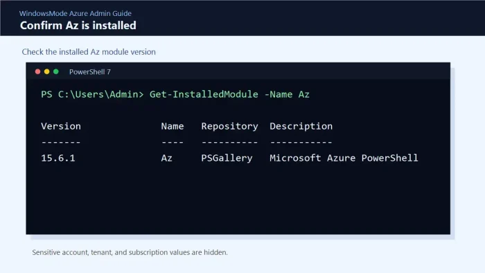 Install Azure PowerShell on Windows - Az Module Guide - Windows Mode
