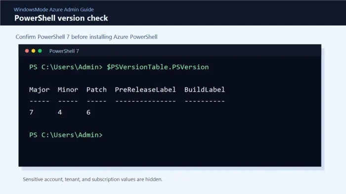 Azure powershell version check windows - Azure PowerShell on Windows: How to install and use it