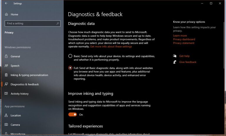 Windows 10 の基本および完全なテレメトリ設定は実際に何をするのですか?