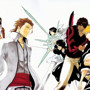 Aizen with gin and kaname tosen