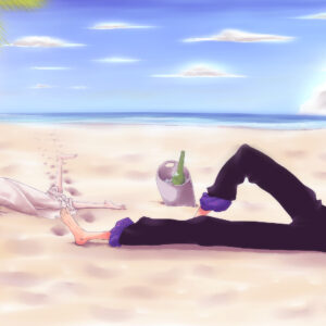 Rukia with ichigo at beach