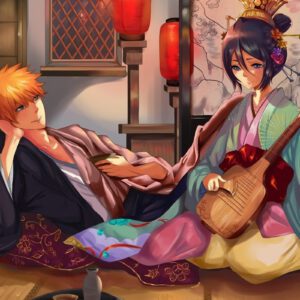 Rukia with ichigo in japan