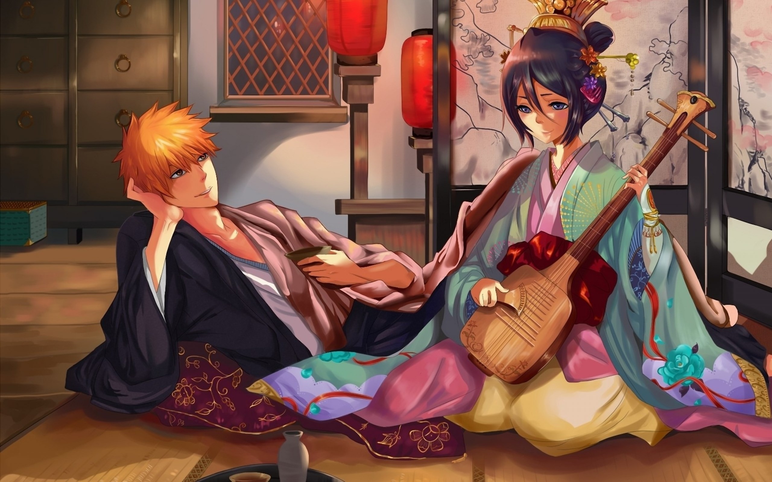 Rukia with ichigo in japan