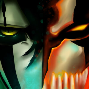 Ulquiorra half face with ichigo hollow form