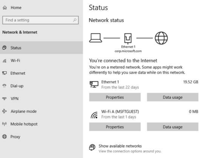 windows ethernet status speed