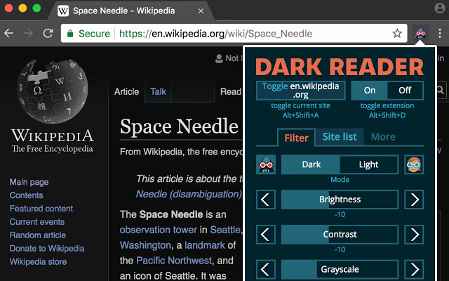 Dark reader mode