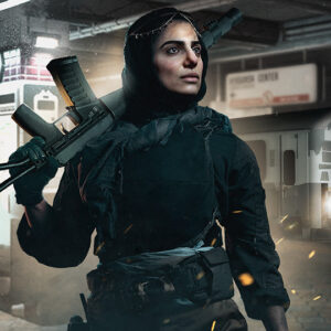 Female soldier in game graphics