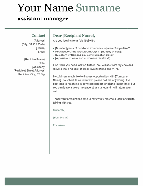 Basic modern cover letter template for Word