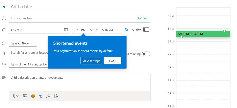 Microsoft outlook now makes it possible to take a break between meetings 532708 2