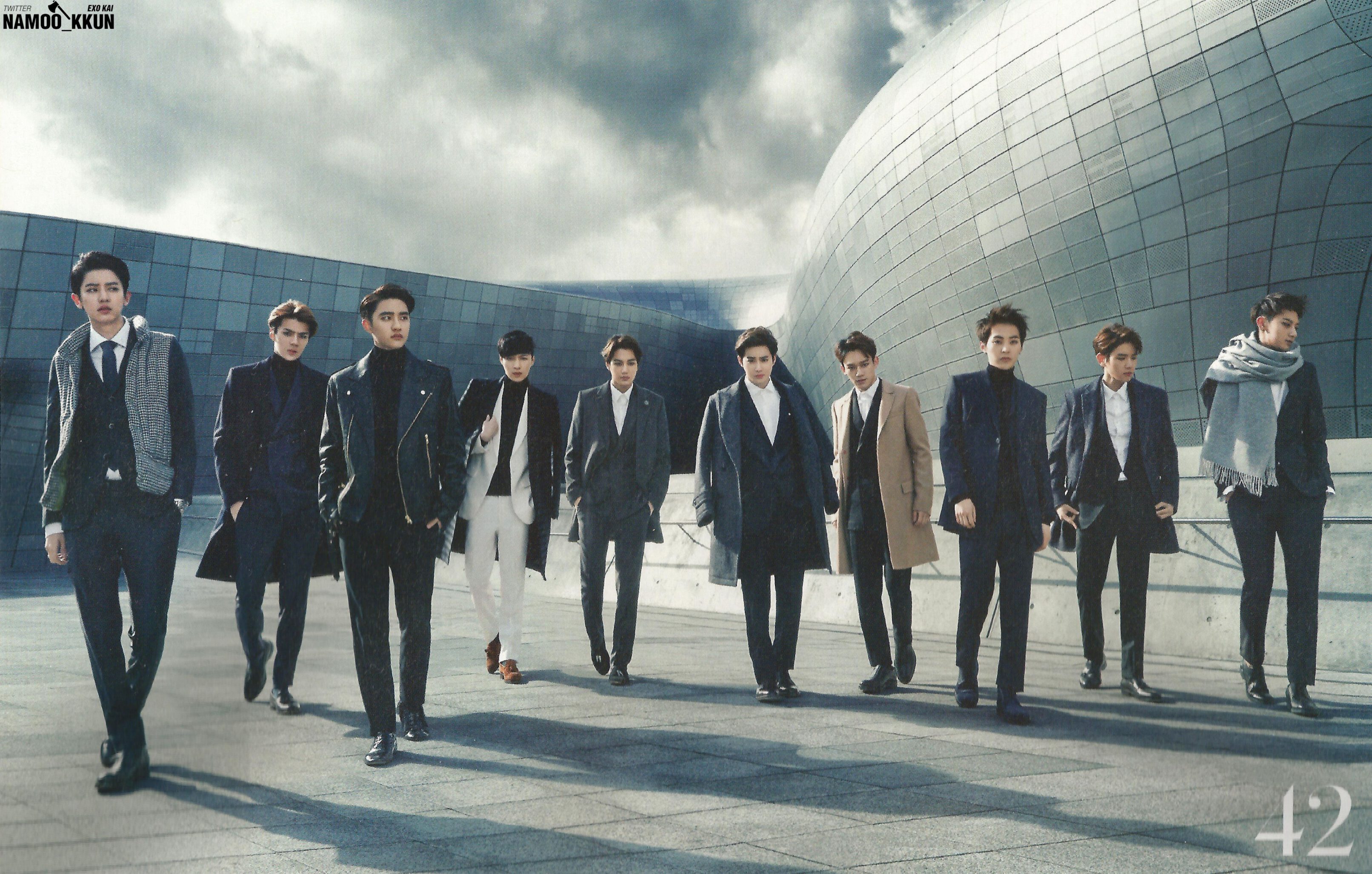 EXO members wearing suits wallpaper