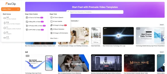 Flexclip ai features