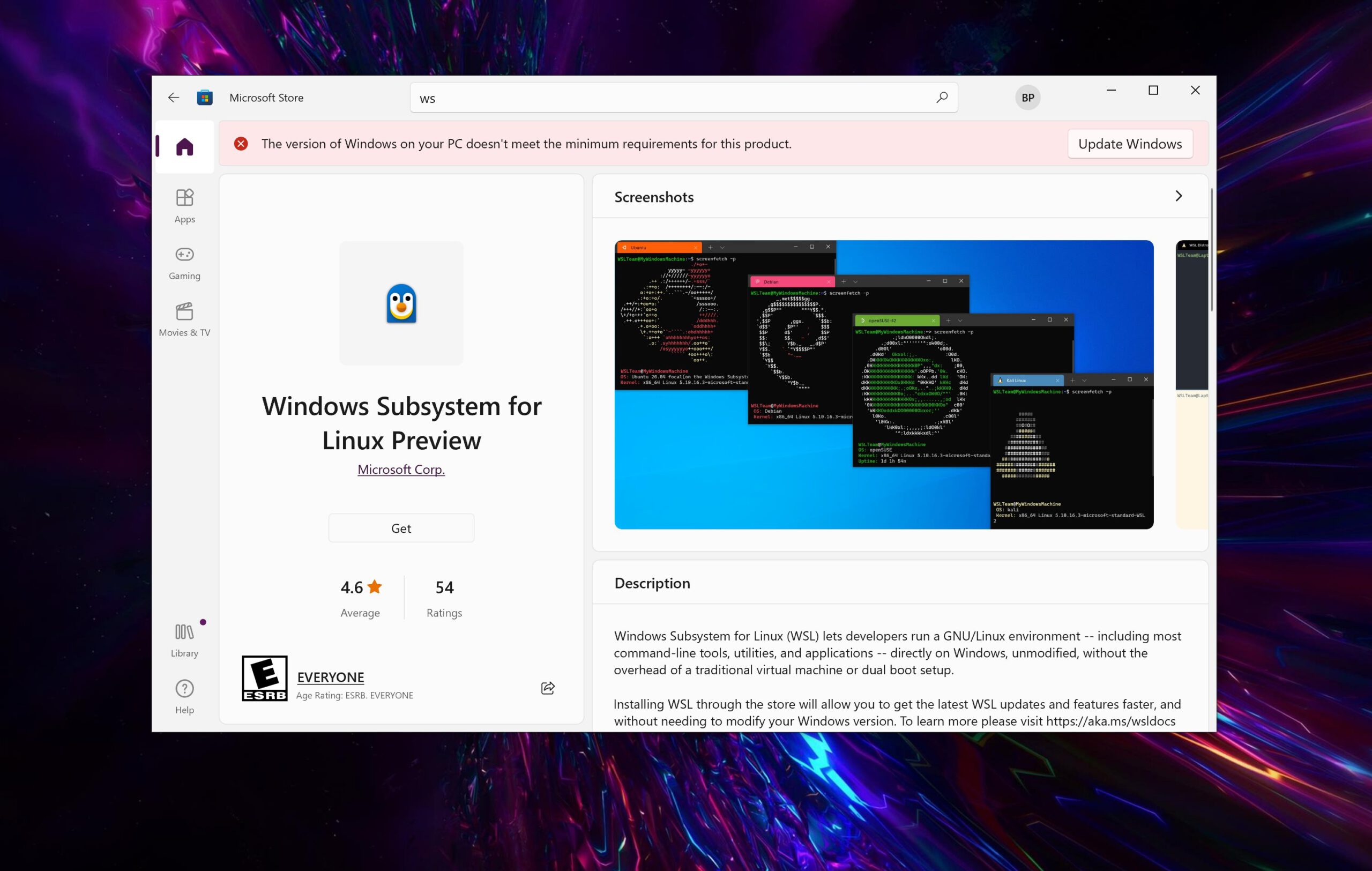 Windows subsystem for linux now available on the microsoft store
