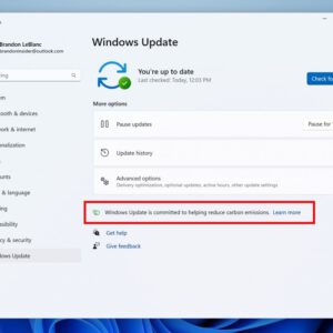 Windows update on windows 11 now trying to reduce carbon