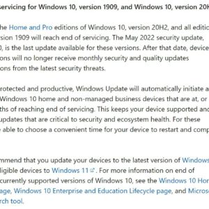 Microsoft warns windows 10 version 20h2 is going dark
