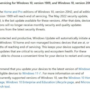 Microsoft warns windows 10 version 20h2 is going dark