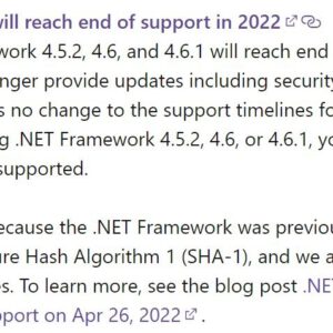 Microsoft to retire old versions of net framework