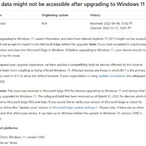 Windows 11 internet explorer bug already resolved