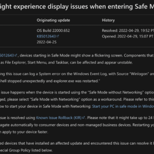 Microsoft fixes safe mode bug in windows 11