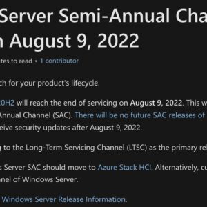 Microsoft warns windows server 20h2 is approaching the eol