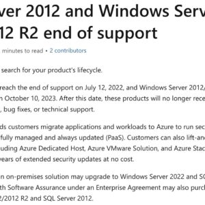 Microsoft issues warning on windows server 2012 eol