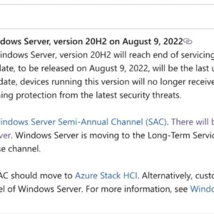 Microsoft the end of windows server 20h2 is just around