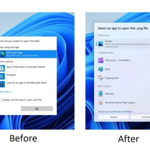 The modern open with menu returns to windows 11