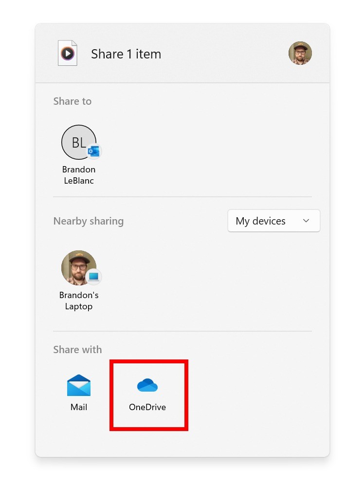 Uploading files to onedrive is now much easier on windows