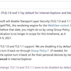 Microsoft to disable tls 10 and 11 next month