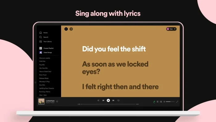 Lyrics on screen on spotify