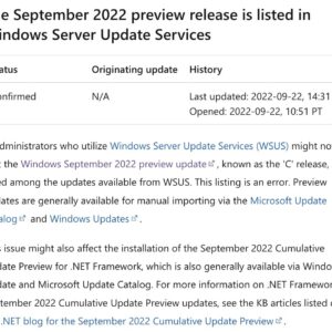 Microsoft says update kb5017383 was listed in wsus by mistake