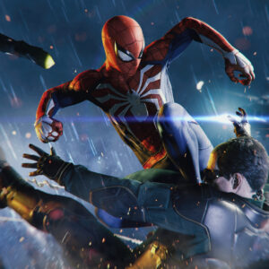 Spiderman fighting bad guys