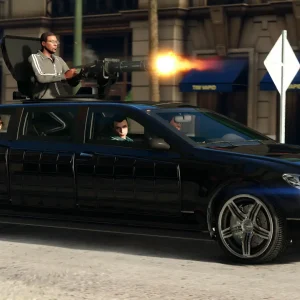 Machine gun on car