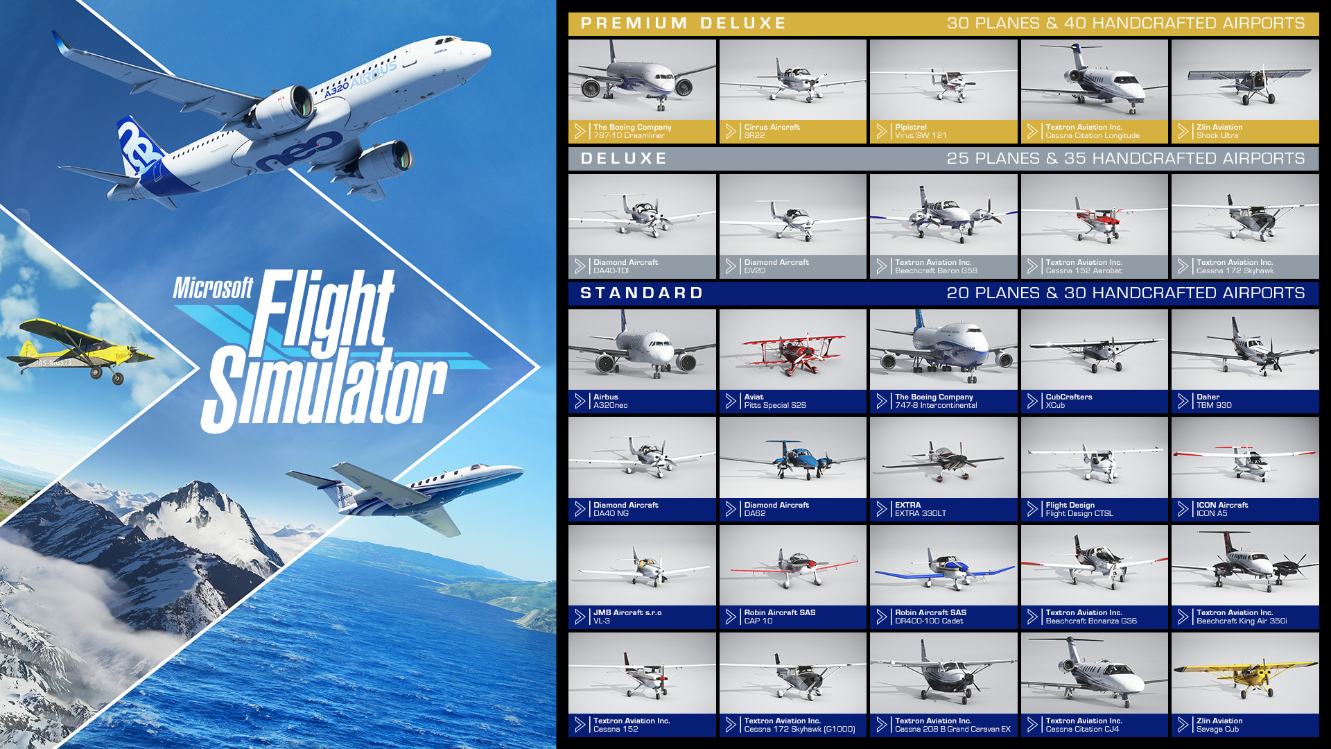 Flight simulator plane choices