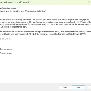 Windows admin center installation mode
