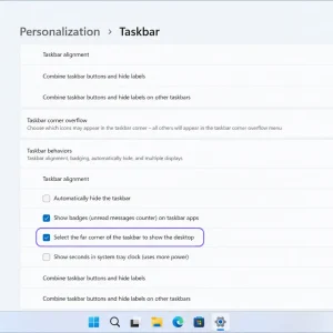 02 taskbar corner setting