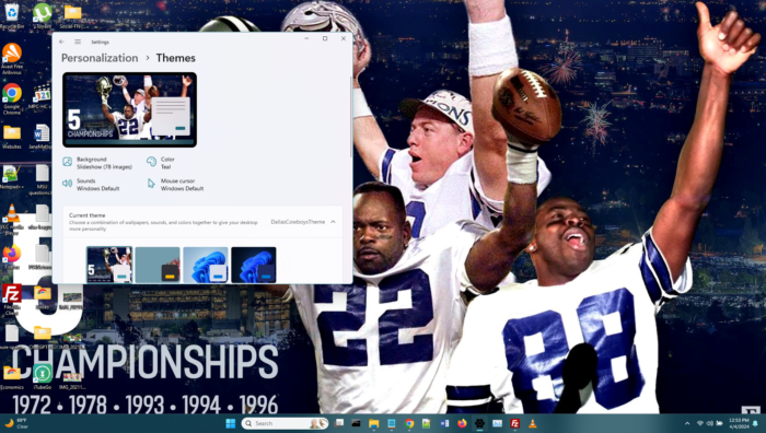 Screenshot of cowboys theme