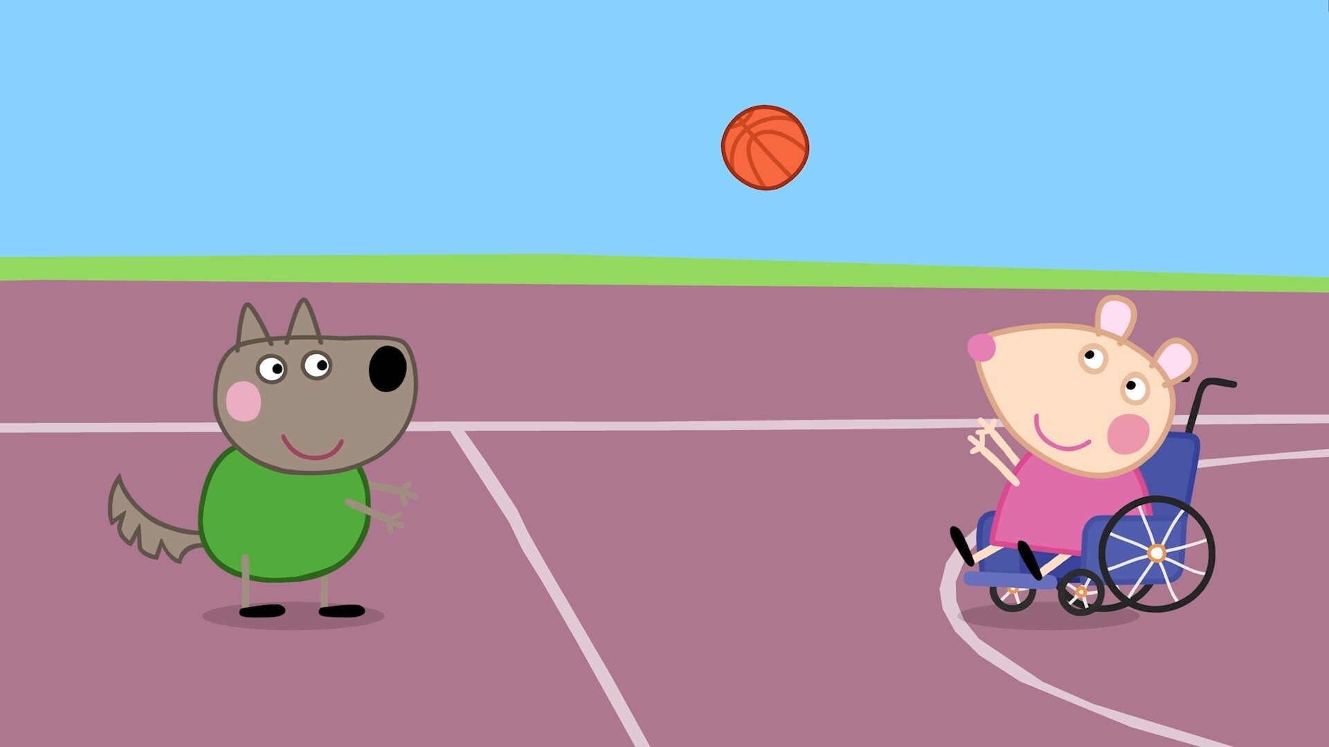 Playing basketball