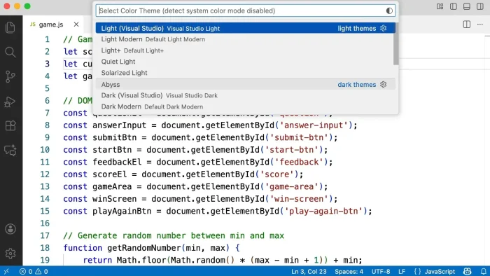 Choose vs code theme 006 Choose vs code theme 006