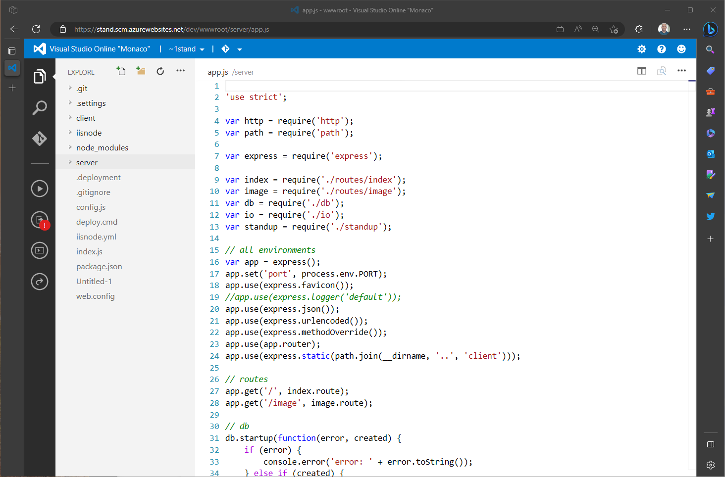 Visual studio online screenshot