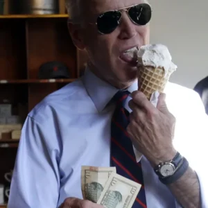 Joe biden eating ice cream money