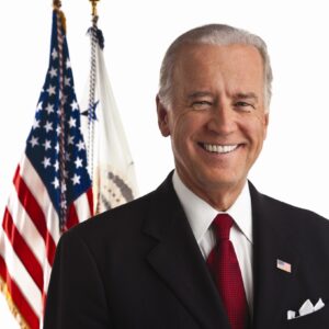 Official portrait joe biden with flags