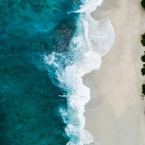 Aerial beach wave crest