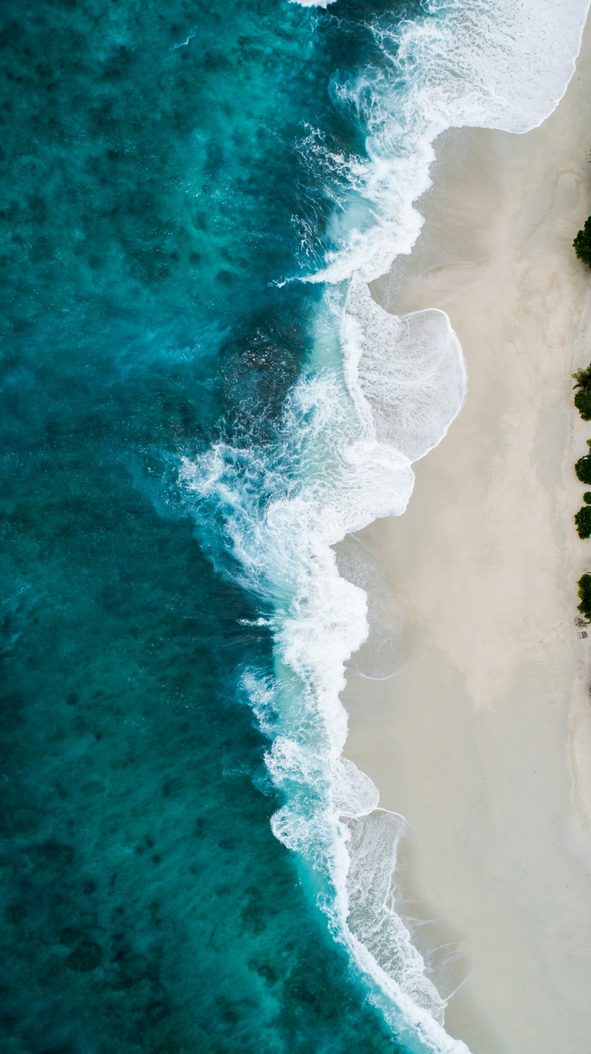 Aerial beach wave crest