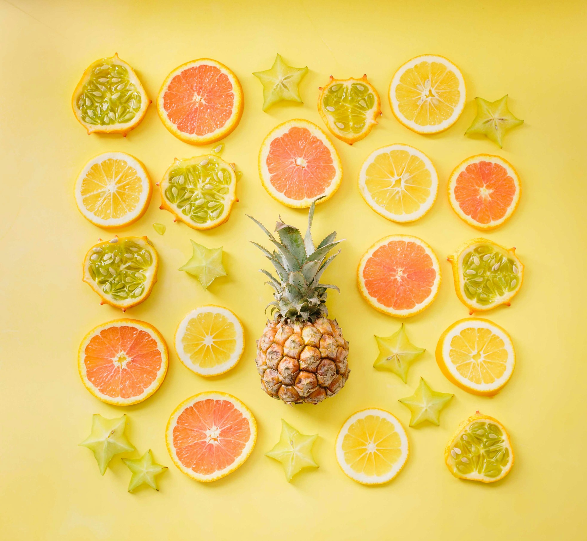 Artistic fruit arrangement pineapple
