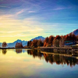 Autumn lake reflection