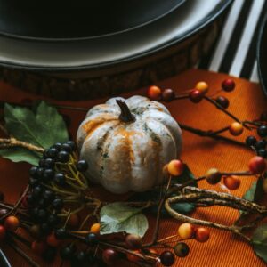 Autumn table setting pumpkin