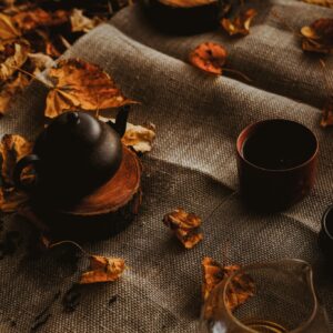 Autumn teapot still life