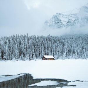 Cabin snow forest mountain