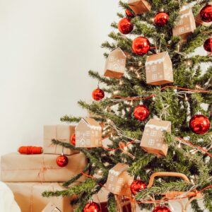 Christmas tree with paper box decorations